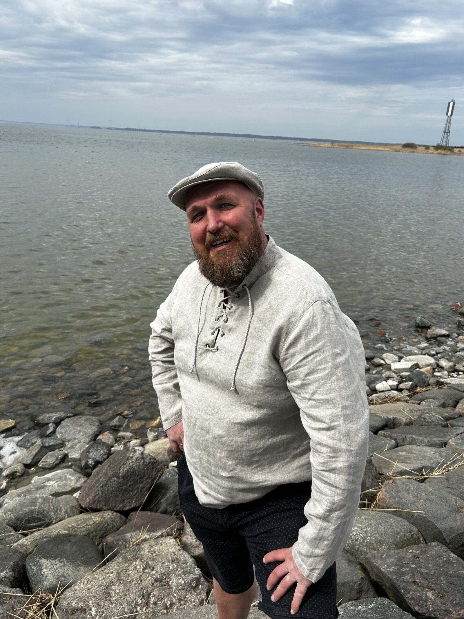 naturaalne linahall meeste särk, püstkraega, käsitöö Eestis