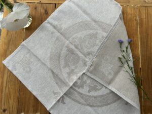 Linased salvrätikud – naturaalne hall kootud mustriga / 4 tk komplekt - Image 2